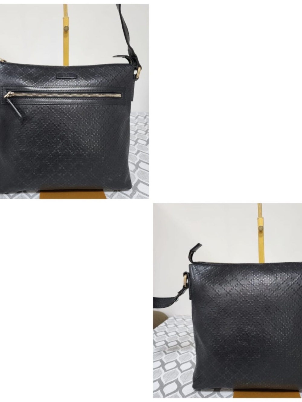 Authentic GUCCI Guccissima Signature Medium Flat Messenger Bag Black - Picture 15 of 15